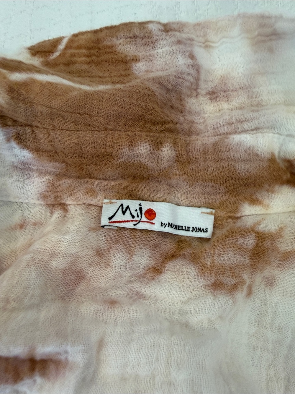 Mijo by Michelle Jonas Button-Down Shirt in Cream and Brown Tie-Dye